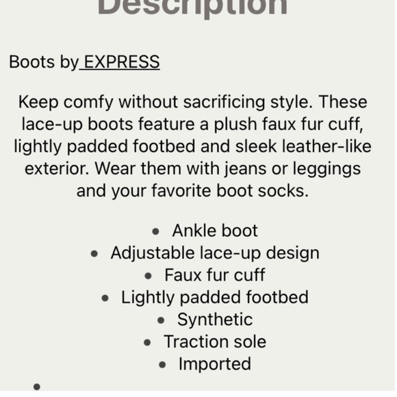 Express lace up faux fur booties size 8 - Picture 5 of 5